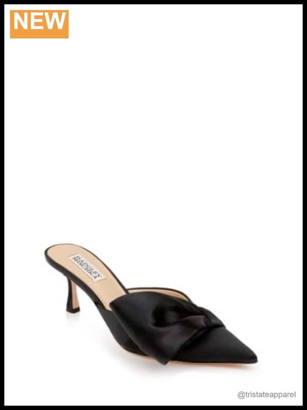 Badgley Mischka Alaya Pointed Toe Mule, Silk Leather, Kitten Heel, Formal - Picture 3 of 6